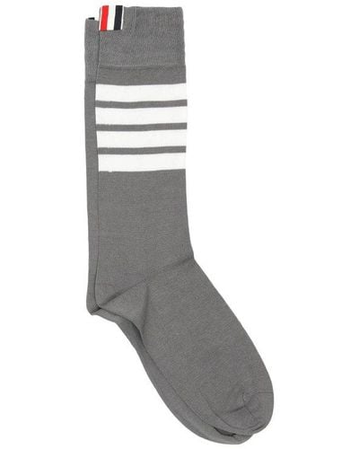 Thom Browne Medium 4-bar Stripe Socks - Gray