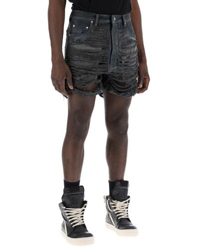 Rick Owens Geth Cut-off Distressed Shorts - Black