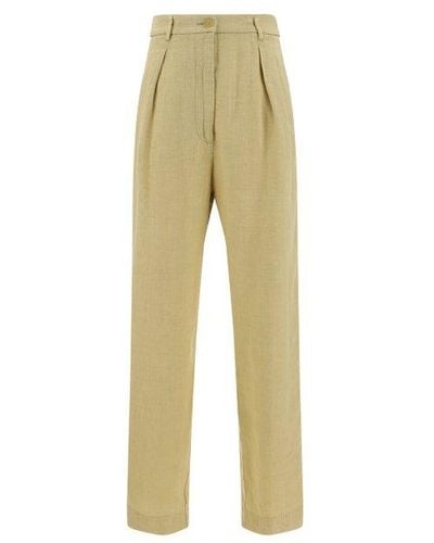 Forte Forte Straight Leg Pleated Trousers - Natural