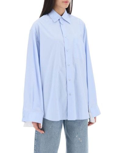 MM6 by Maison Martin Margiela Panelled-detailed Long-sleeved Shirt - Blue