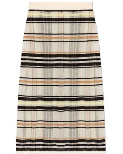 Bottega Veneta Stripe Detailed Midi Skirt - Natural