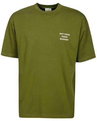 Drole de Monsieur Slogan Printed Crewneck T-shirt - Green