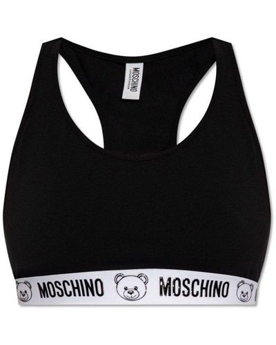 Moschino Logo-underband Sleeveless Racerback Bra - Black