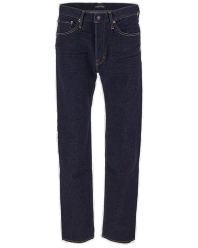 Tom Ford Mid-rise Contrast Stitched Jeans - Blue