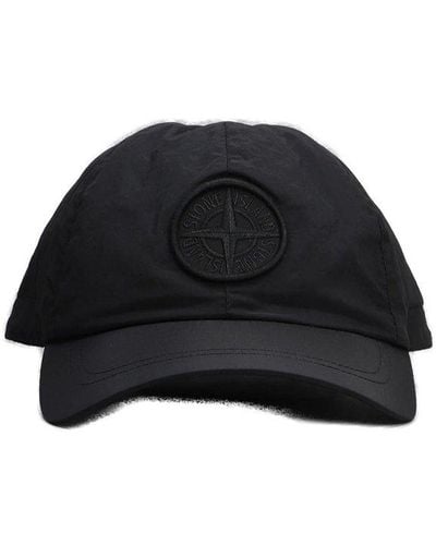 Stone Island Logo Embroidered Baseball Cap - Black