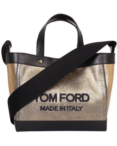Tom Ford Logo Embroidered Two-tone Tote Bag - Multicolour