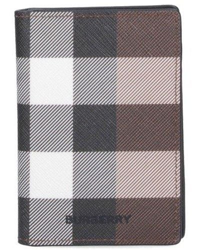 Burberry Tartan Patterned Bi-fold Cardholder - Gray