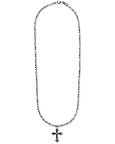 Emanuele Bicocchi Cross Pendant Beaded Chain Necklace - Metallic