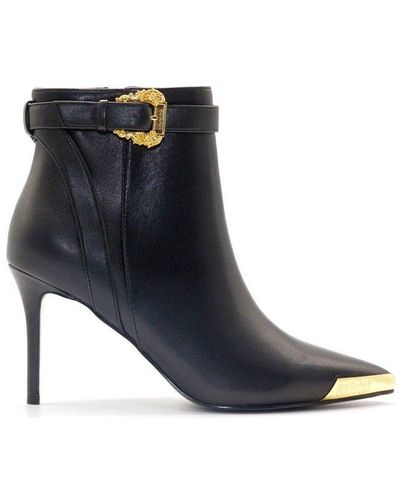 Versace Pointed-toe Leather Ankle Boots - Black