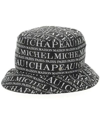 Maison Michel Jason All Over Logo Bucket Hat - Black