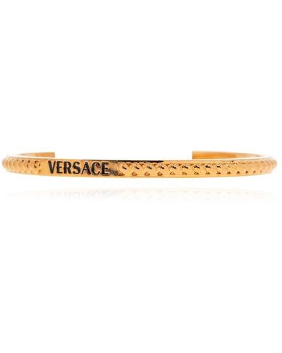 Versace Logo-engraved Bracelet - White