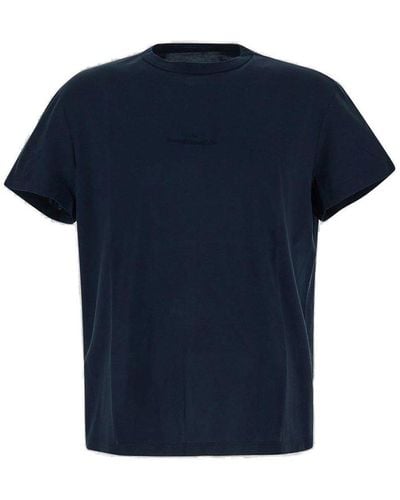 Maison Margiela Logo Embroidered Crewneck T-shirt - Blue