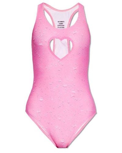 Vetements Cut-out Detailed Sleeveless Swimsuit - Pink
