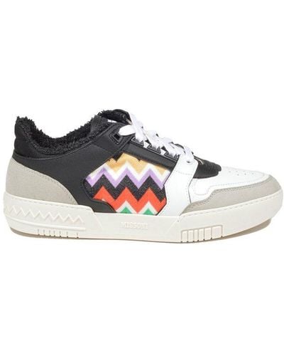 Missoni Zigzag Panelled Lace-up Sneakers - White