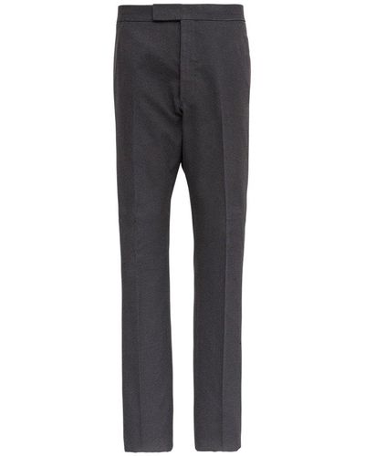 Thom Browne Grey Buclé Cotton Tailored Trousers With 4bar Detail - Multicolour