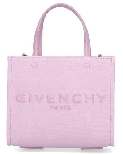 Givenchy Logo Embroidered Top Handle Bag - Purple