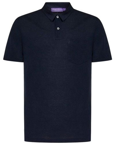 Ralph Lauren Purple Label Short Sleeved Polo Shirt - Blue