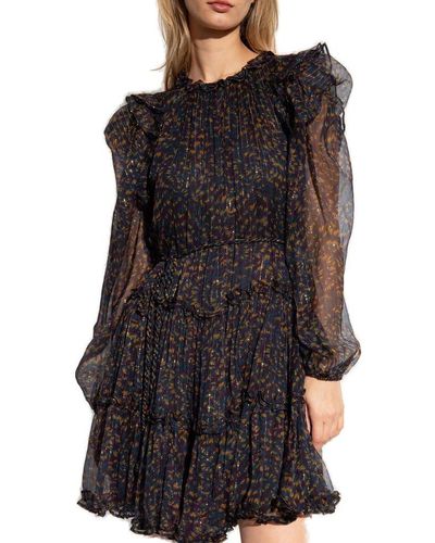 Ulla Johnson Gaelle Patterned Ruffled Mini Dress - Black