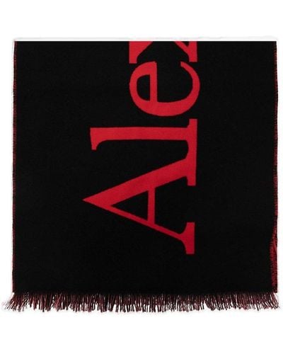 Alexander McQueen Logo Embroidered Scarf - Black