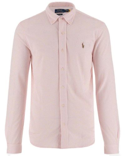 Polo Ralph Lauren Polo Pony Embroidered Checked Buttoned Shirt - Pink