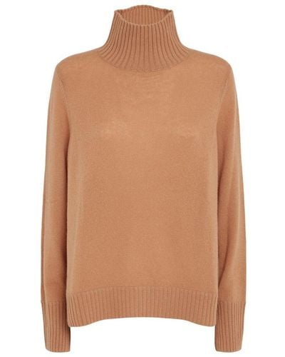 Allude Long Sleeved Turtleneck Knitted Sweater - Brown