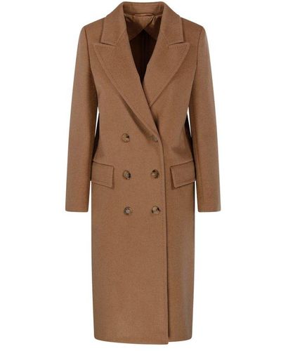 Max Mara Double-breasted Long-sleeved Coat - Brown