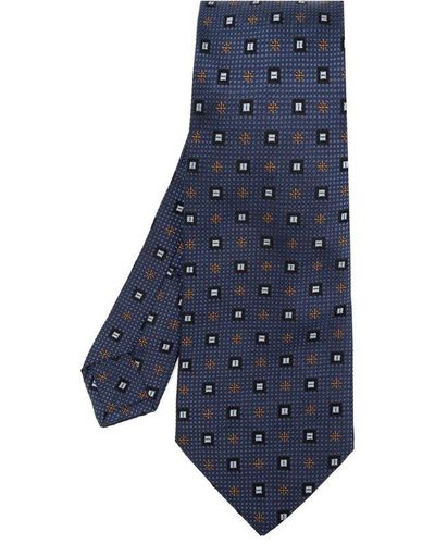 Etro Pattern Embroidered Pointed-tip Tie - Blue