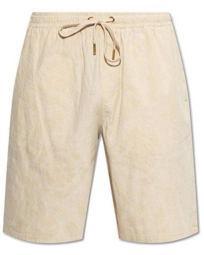Versace Shorts With Floral Print - Natural