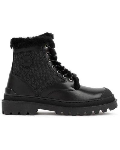 Dior Lace-Up Leather Boots - Black