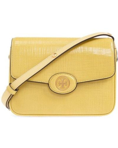 Tory Burch Robinson Crosshatched Convertible Shoulder Bag - Yellow