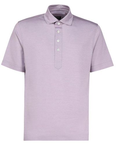 Zegna Button Detailed Short-sleeved Polo Shirt - Purple