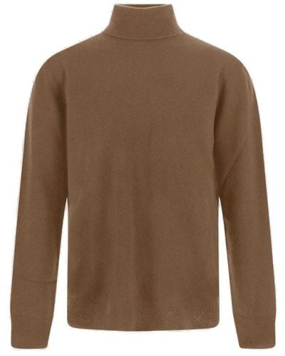 Lardini Long Sleeved Turtleneck Knitted Sweater - Brown