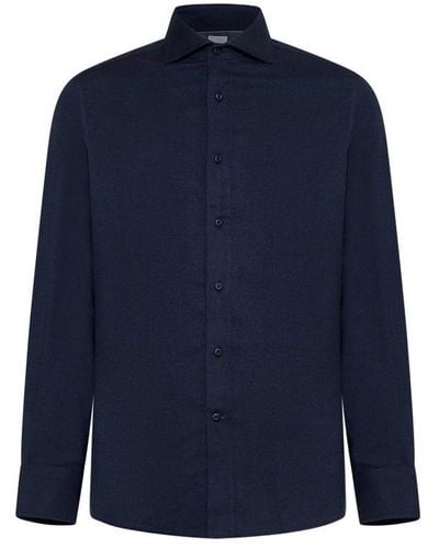 Brunello Cucinelli Long-sleeved Buttoned Shirt - Blue