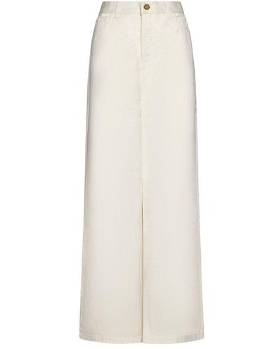 Alysi Slit Detailed Denim Maxi Skirt - White
