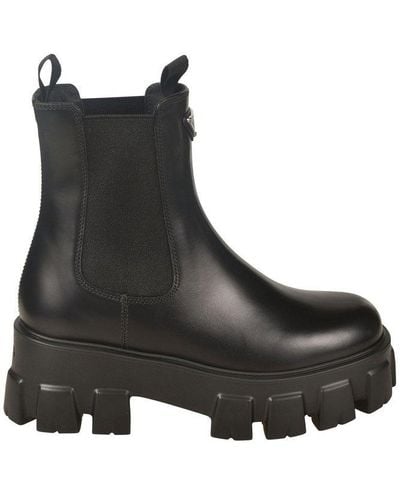 Prada Round-toe Slip-on Boots - Black