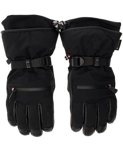 3 MONCLER GRENOBLE Padded Snow Gloves With Buckle Strap In Leather Man - Black