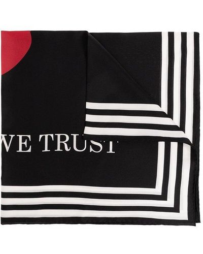 Moschino Quote Printed Square-shaped Scarf - Black