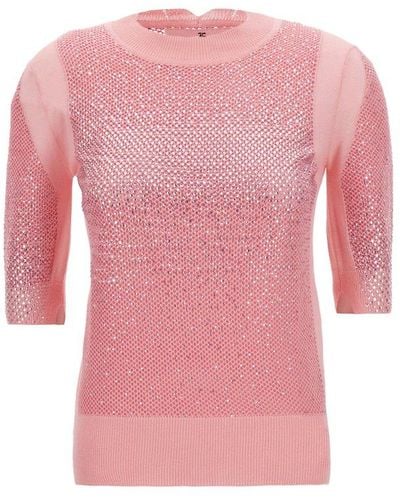 Ermanno Scervino Embellished Knit T-shirt - Pink