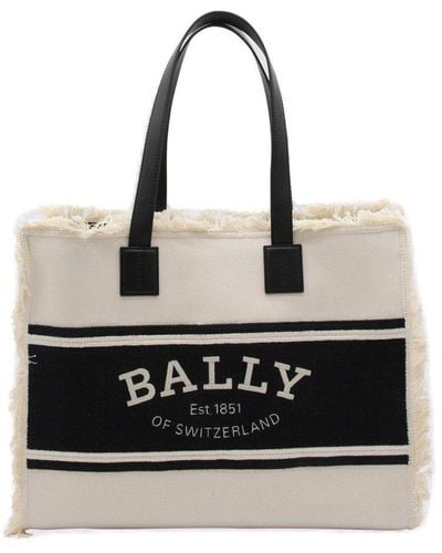Bally Natural And Black Leather Crystalia Fringed Tote Bag