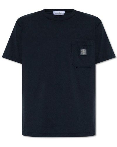 Stone Island T-shirt With Pocket, - Blue