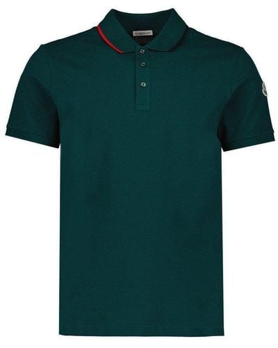 Moncler Button Detailed Short-sleeved Polo Shirt - Green