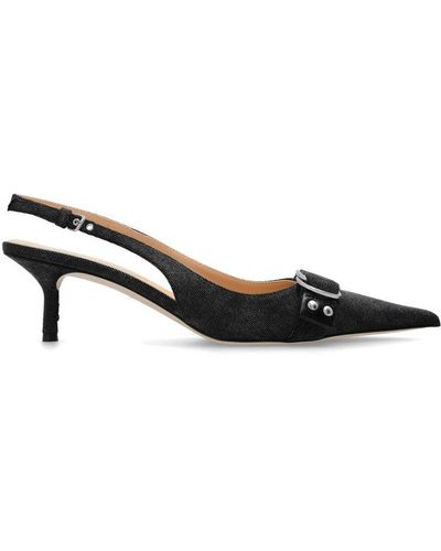 Blumarine Jeanne Pointed-toe Denim Slingback Court Shoes - Black
