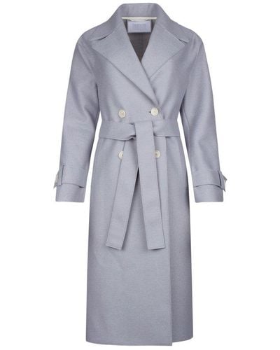 Harris Wharf London Double Breasted Belted Trench Coat - Gray