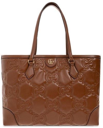 Gucci 'GG Matelassé Medium' Shopper Bag - Brown
