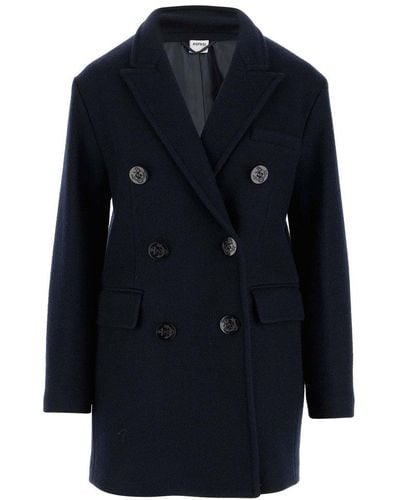 Aspesi Flap-pocketed Double-breasted Coat - Blue