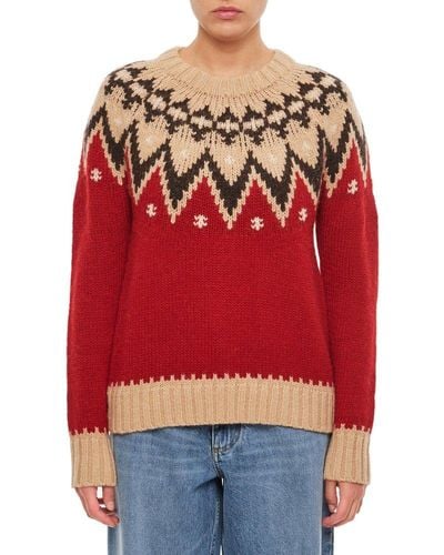 Polo Ralph Lauren Crewneck Pattern Intarsia Sweater - Red