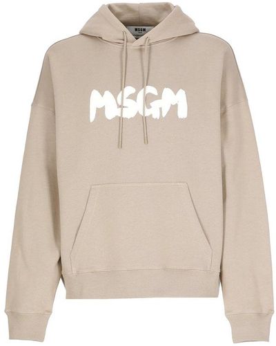 MSGM Hoodie With Logo - Natural