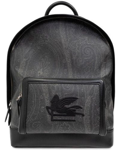 Etro Pegaso Motif Paisley Jacquard Backpack - Black