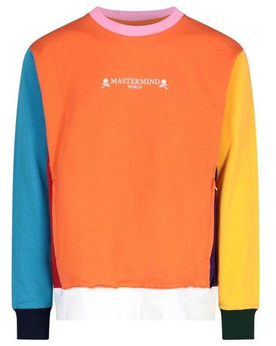 MASTERMIND WORLD Colour Block Crewneck Sweatshirt - Orange