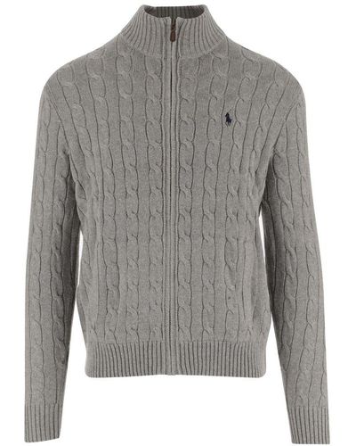 Polo Ralph Lauren Cotton Cable Knit Cardigan With Zipper - Grey